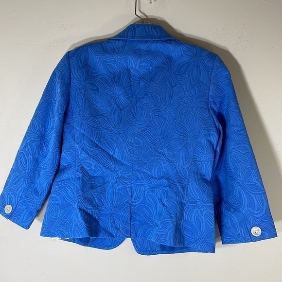 NWT. Talbots 4 Blue Floral Jacquard Knit Blazer. - Picture 13 of 15